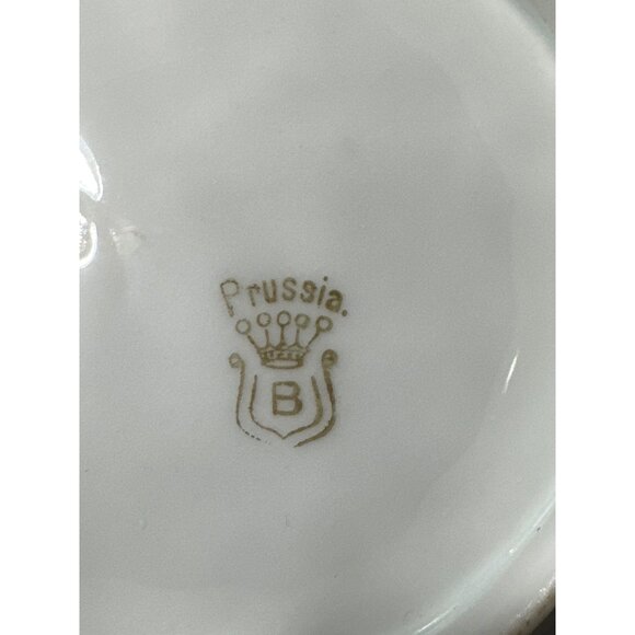 Vintage PRUSSIA B Lavender White Floral Gold Trim Leaf Trinket Candy Dish Bowl - Picture 4 of 9